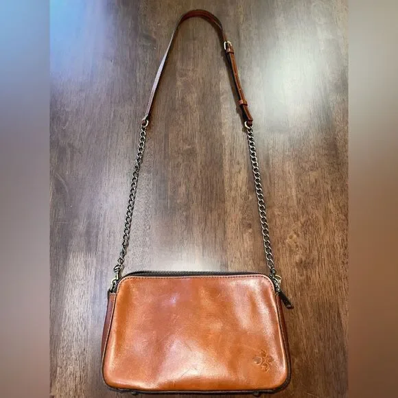 Patricia Nash Heritage Chambery Veg Tan Leather Crossbody Handbag Chain Strap - Picture 10 of 15